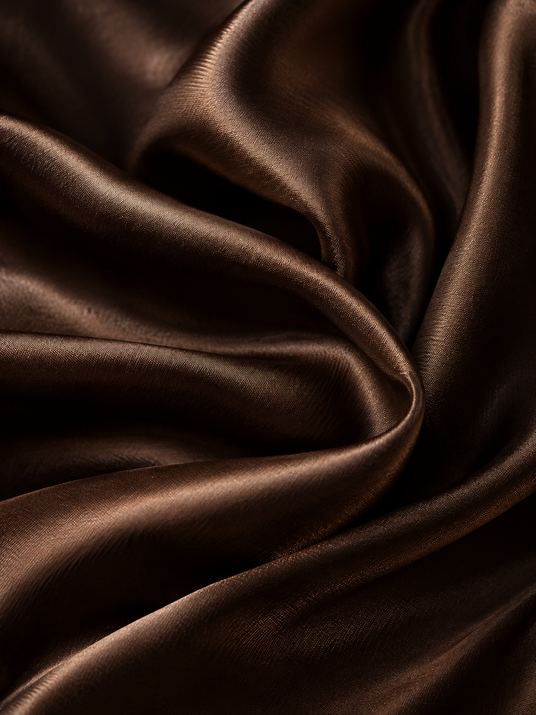 Seda color chocolate iluminada por una luz cálida